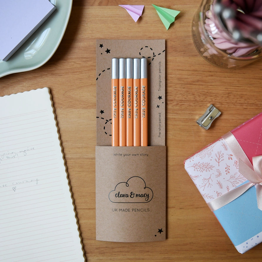 Have Courage - pack of five pencils-Stationery-The Poetry Pharmacy