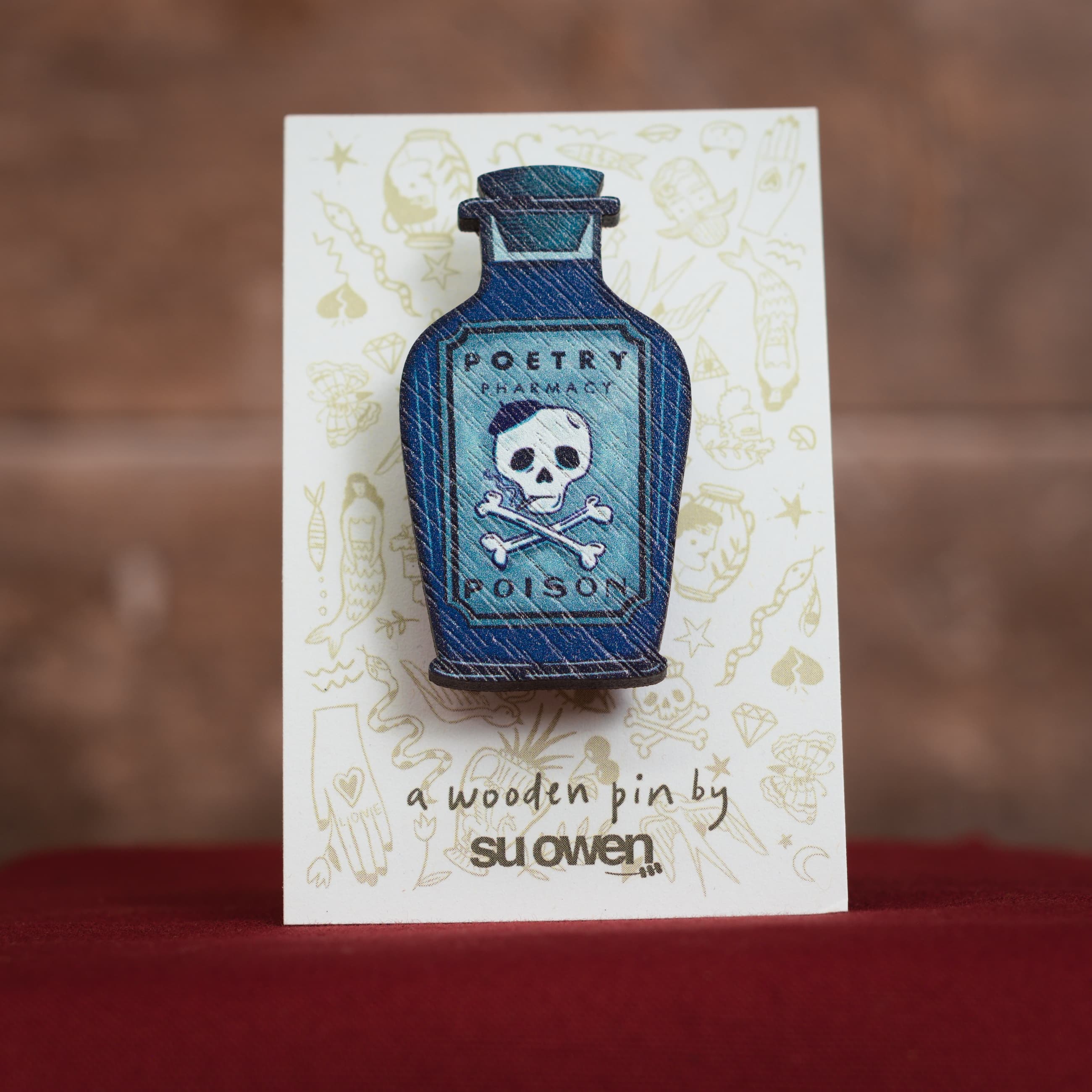Poison Wooden Pin Badge-jewelery-The Poetry Pharmacy
