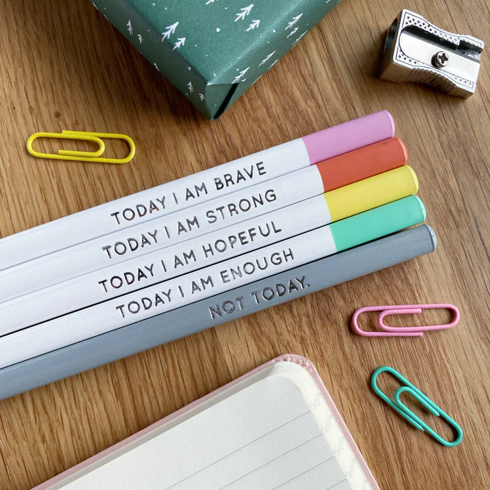 Positive Daily Reminder Pencils - Set of Five