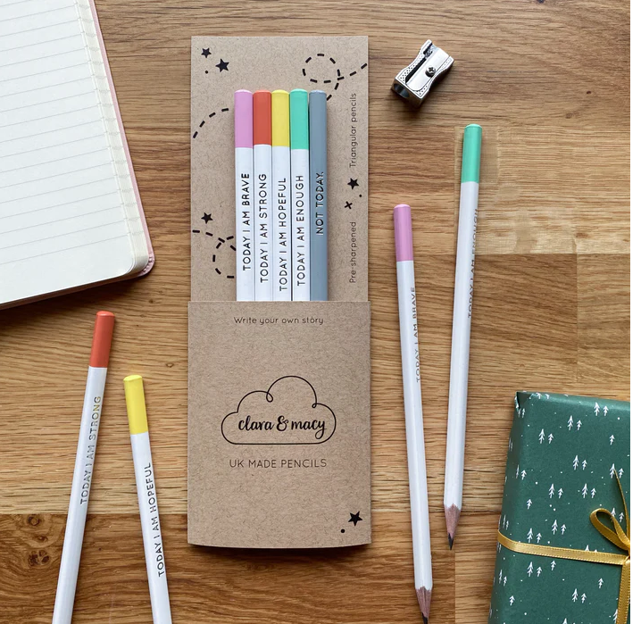 Positive Daily Reminder Pencils - Set of Five