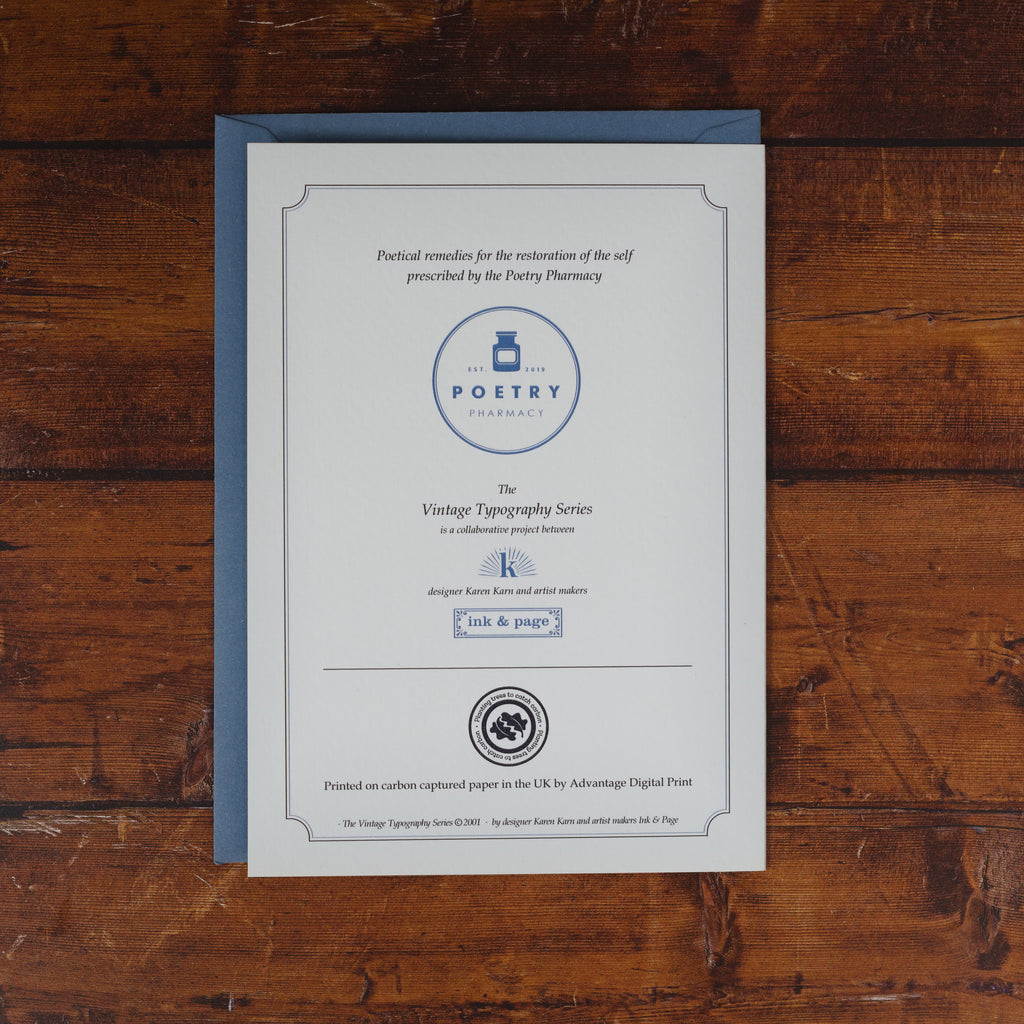 Poetry Pharmacy Card - Comfort
