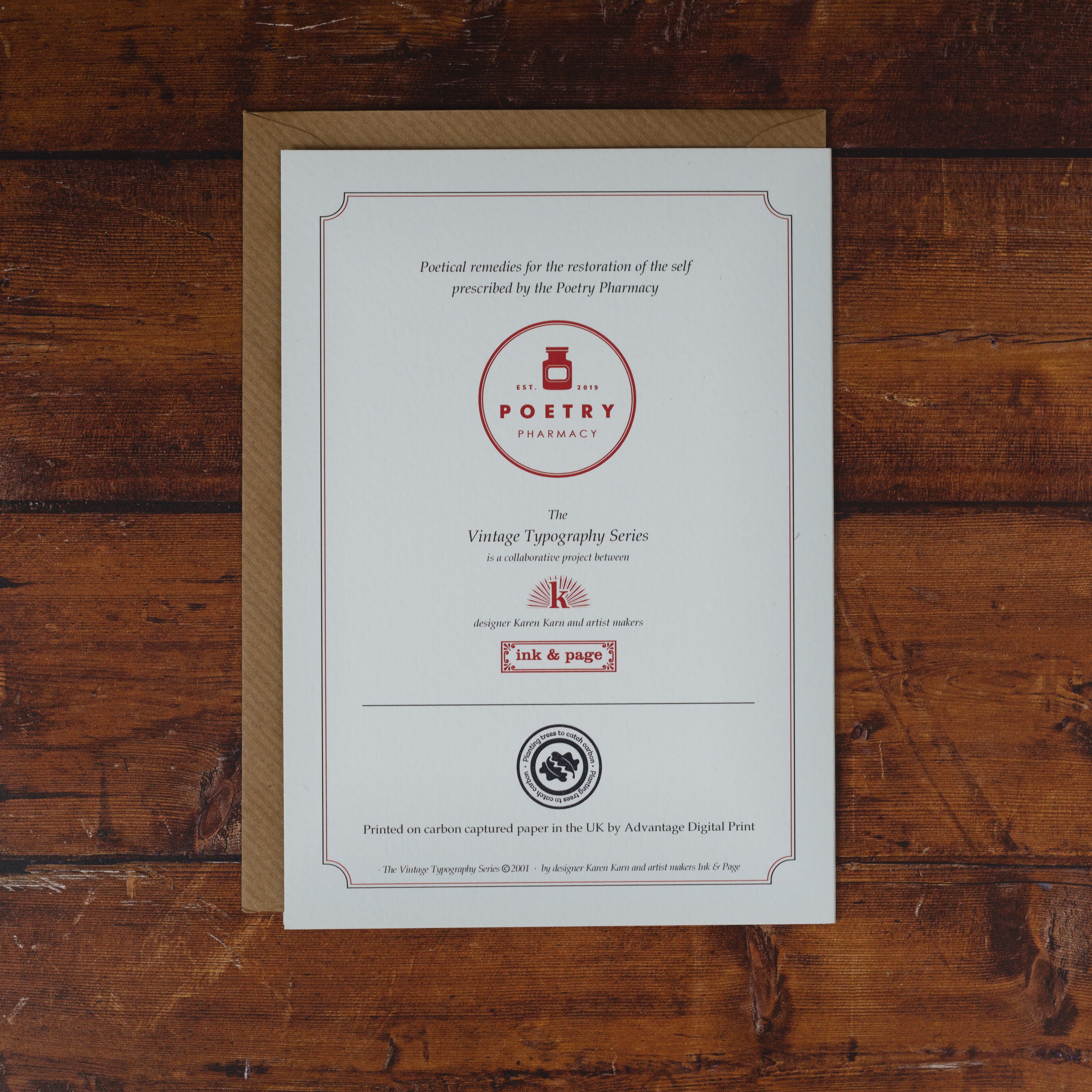 Poetry Pharmacy Card - First Aid