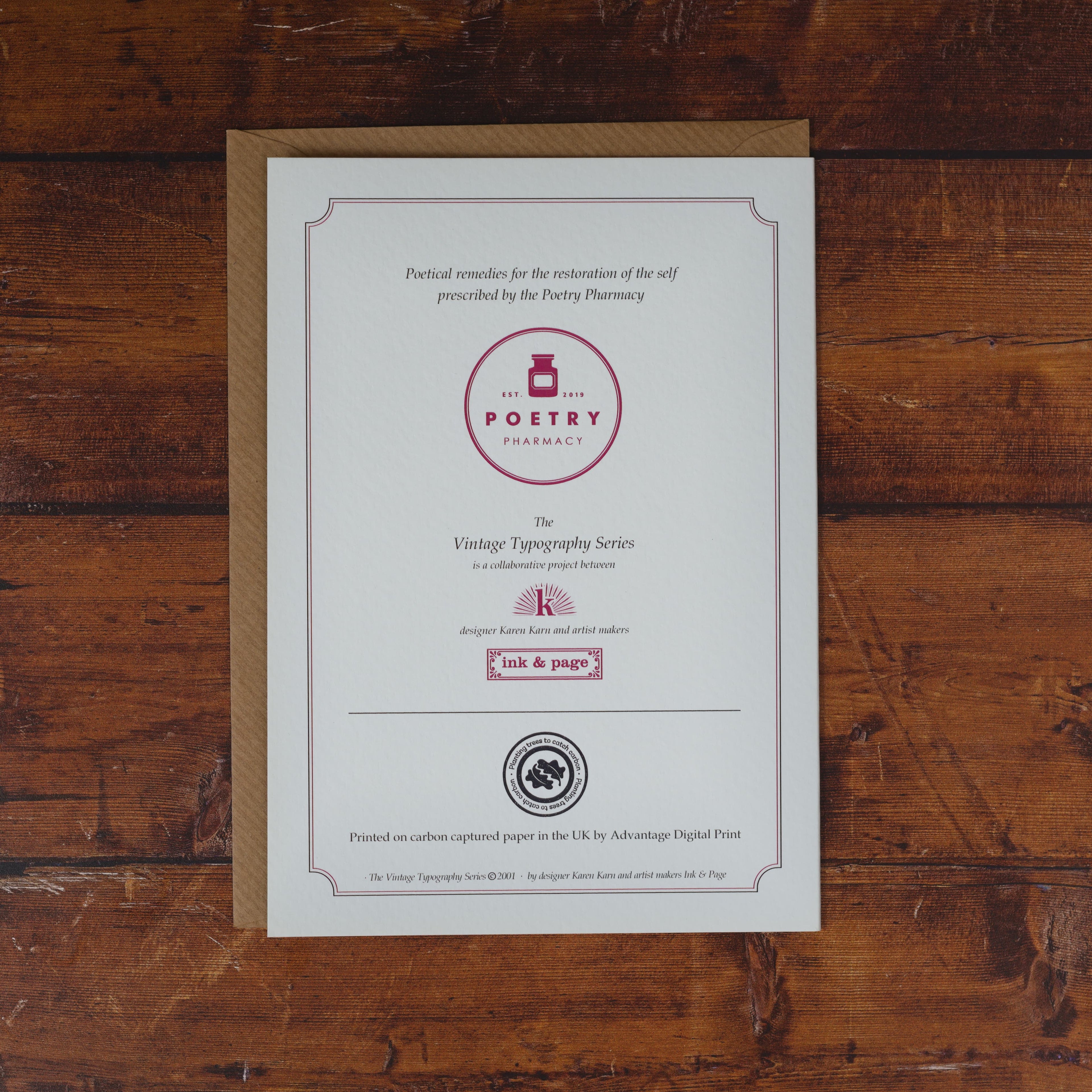 Poetry Pharmacy Card - Love